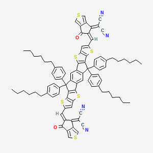 molecular formula C90H78N4O2S6 B13137056 2-[(5E)-5-[[20-[(Z)-[6-(dicyanomethylidene)-4-oxocyclopenta[c]thiophen-5-ylidene]methyl]-12,12,24,24-tetrakis(4-hexylphenyl)-5,9,17,21-tetrathiaheptacyclo[13.9.0.03,13.04,11.06,10.016,23.018,22]tetracosa-1(15),2,4(11),6(10),7,13,16(23),18(22),19-nonaen-8-yl]methylidene]-4-oxocyclopenta[c]thiophen-6-ylidene]propanedinitrile 