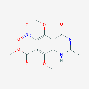 molecular formula C13H13N3O7 B131396 Methyl 5,8-dimethoxy-2-methyl-6-nitro-4-oxo-1H-quinazoline-7-carboxylate CAS No. 143430-44-8