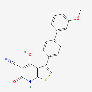 molecular formula C21H14N2O3S B13140274 4-Hydroxy-3-(3'-methoxy-[1,1'-biphenyl]-4-yl)-6-oxo-6,7-dihydrothieno[2,3-b]pyridine-5-carbonitrile 