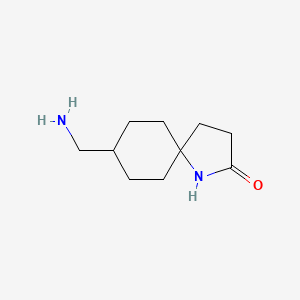 molecular formula C10H18N2O B13140596 1-Azaspiro[4.5]decan-2-one, 8-(aminomethyl)- 