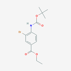 molecular formula C14H18BrNO4 B13140621 Ethyl 3-bromo-4-((tert-butoxycarbonyl)amino)benzoate 