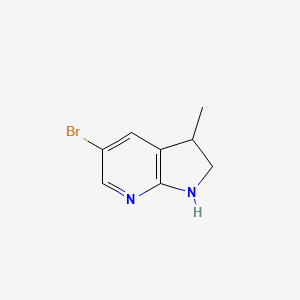 molecular formula C8H9BrN2 B13140635 5-bromo-3-methyl-2,3-dihydro-1H-pyrrolo[2,3-b]pyridine 