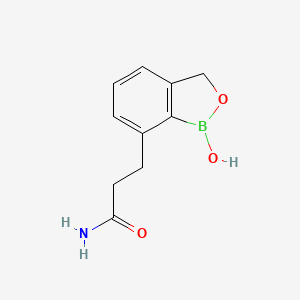 molecular formula C10H12BNO3 B13140659 3-(1-Hydroxy-1,3-dihydrobenzo[c][1,2]oxaborol-7-yl)propanamide 