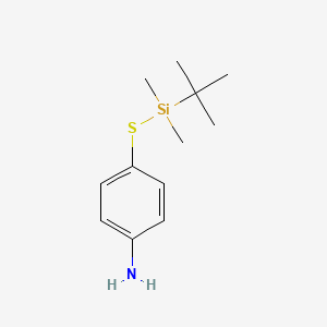 molecular formula C12H21NSSi B13140854 4-((tert-Butyldimethylsilyl)thio)aniline 