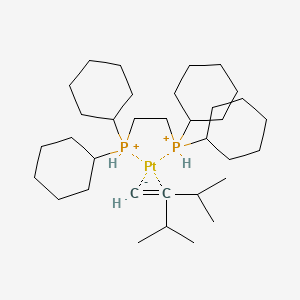 molecular formula C34H65P2Pt+ B13141752 {3-Methyl-2-(2-propyl)-1-butene}{bis(dicyclohexylphosphino)ethane}platinum(0) 