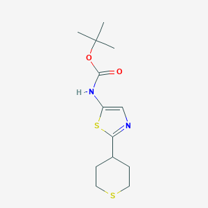 molecular formula C13H20N2O2S2 B13142422 tert-Butyl (2-(tetrahydro-2H-thiopyran-4-yl)thiazol-5-yl)carbamate 