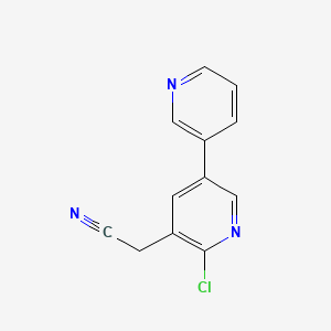 molecular formula C12H8ClN3 B13142725 2-(2-Chloro-5-pyridin-3-ylpyridin-3-yl)acetonitrile 