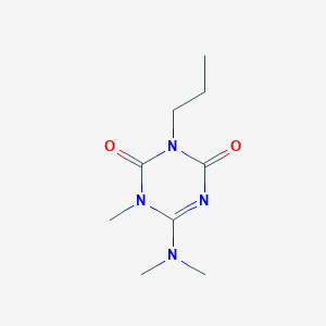 molecular formula C9H16N4O2 B13142746 6-(Dimethylamino)-1-methyl-3-propyl-1,3,5-triazine-2,4(1H,3H)-dione CAS No. 51235-42-8