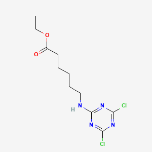 molecular formula C11H16Cl2N4O2 B13142799 Ethyl 6-((4,6-dichloro-1,3,5-triazin-2-yl)amino)hexanoate CAS No. 65954-05-4