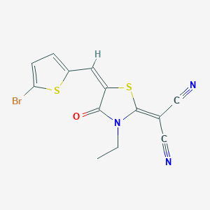 2-[(5E)-5-[(5-bromothiophen-2-yl)methylidene]-3-ethyl-4-oxo-1,3-thiazolidin-2-ylidene]propanedinitrile