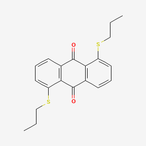 molecular formula C20H20O2S2 B13143694 9,10-Anthracenedione, 1,5-bis(propylthio)- CAS No. 506443-22-7