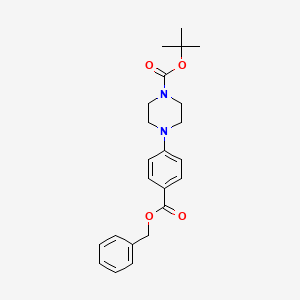 molecular formula C23H28N2O4 B13143993 tert-Butyl 4-(4-((benzyloxy)carbonyl)phenyl)piperazine-1-carboxylate 