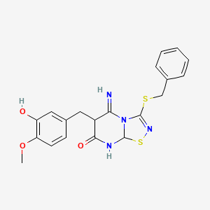 3-(Benzylthio)-6-(3-hydroxy-4-methoxybenzyl)-5-imino-8,8a-dihydro-5H-[1,2,4]thiadiazolo[4,5-a]pyrimidin-7(6H)-one