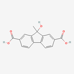 molecular formula C16H12O5 B13144277 9-Hydroxy-9-methyl-9H-fluorene-2,7-dicarboxylic acid 