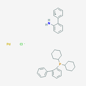 molecular formula C36H41ClNPPd- B13144388 Chloro(2-dicyclohexylphosphino-1,1-biphenyl)[2-(2-amino-1,1-biphenyl)]palladium(II) 