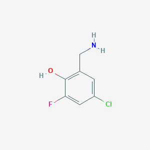 molecular formula C7H7ClFNO B13144406 2-(Aminomethyl)-4-chloro-6-fluorophenol 