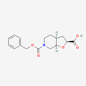 molecular formula C16H19NO5 B13144418 Furo[2,3-c]pyridine-2,6(2H)-dicarboxylic acid, hexahydro-, 6-(phenylmethyl) ester, (2R,3aR,7aS)-rel- 