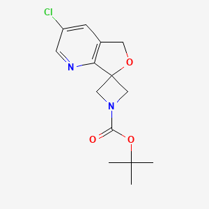 molecular formula C14H17ClN2O3 B13145690 tert-Butyl 3'-chloro-5'H-spiro[azetidine-3,7'-furo[3,4-b]pyridine]-1-carboxylate 