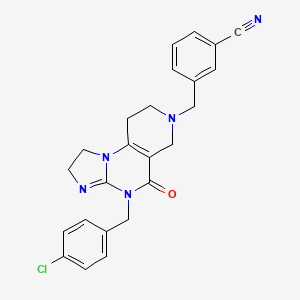 3-((4-(4-Chlorobenzyl)-5-oxo-1,2,4,5,8,9-hexahydroimidazo[1,2-a]pyrido[3,4-e]pyrimidin-7(6H)-yl)methyl)benzonitrile