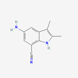 molecular formula C11H11N3 B13145774 5-Amino-2,3-dimethyl-1H-indole-7-carbonitrile 