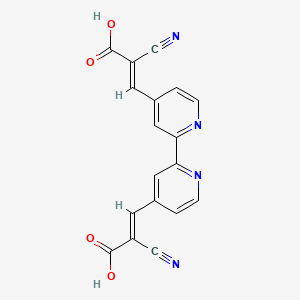 molecular formula C18H10N4O4 B13145857 3,3'-([2,2'-Bipyridine]-4,4'-diyl)bis(2-cyanoacrylic acid) 