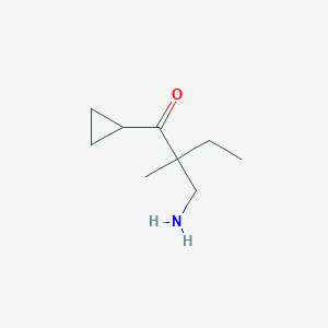 molecular formula C9H17NO B13145936 2-(Aminomethyl)-1-cyclopropyl-2-methylbutan-1-one 