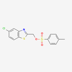 molecular formula C15H12ClNO3S2 B13146046 (5-Chloro-1,3-benzothiazol-2-yl)methyl 4-methylbenzene-1-sulfonate 