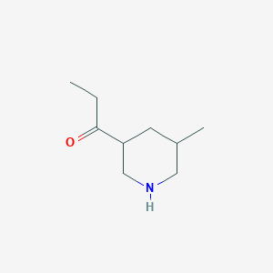 molecular formula C9H17NO B13146128 1-(5-Methylpiperidin-3-yl)propan-1-one 