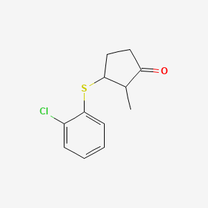 molecular formula C12H13ClOS B13146236 3-[(2-Chlorophenyl)sulfanyl]-2-methylcyclopentan-1-one 