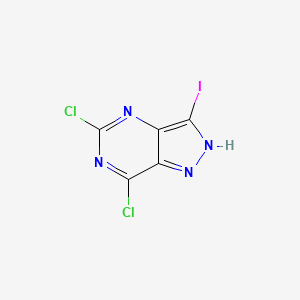 molecular formula C5HCl2IN4 B13146352 5,7-Dichloro-3-iodo-1H-pyrazolo[4,3-d]pyrimidine 