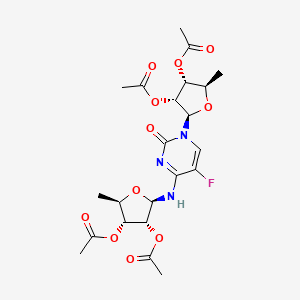 molecular formula C22H28FN3O11 B13146418 [(2R,3R,4R,5R)-4-acetyloxy-5-[[1-[(2R,3R,4R,5R)-3,4-diacetyloxy-5-methyloxolan-2-yl]-5-fluoro-2-oxopyrimidin-4-yl]amino]-2-methyloxolan-3-yl] acetate 