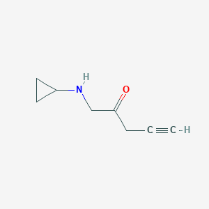 molecular formula C8H11NO B13146436 1-(Cyclopropylamino)pent-4-yn-2-one 