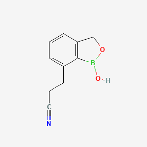 molecular formula C10H10BNO2 B13146456 3-(1-Hydroxy-1,3-dihydrobenzo[c][1,2]oxaborol-7-yl)propanenitrile 