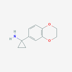 molecular formula C11H13NO2 B13146475 1-(2,3-Dihydro-1,4-benzodioxin-6-yl)cyclopropan-1-amine 