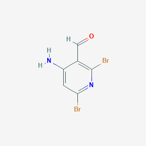 molecular formula C6H4Br2N2O B13146515 4-Amino-2,6-dibromonicotinaldehyde 