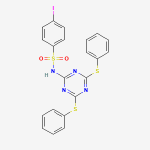 molecular formula C21H15IN4O2S3 B13146728 N-[4,6-Bis(phenylsulfanyl)-1,3,5-triazin-2-yl]-4-iodobenzene-1-sulfonamide CAS No. 62752-12-9