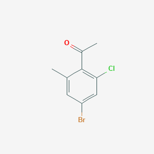 molecular formula C9H8BrClO B13146738 1-(4-Bromo-2-chloro-6-methylphenyl)ethanone 