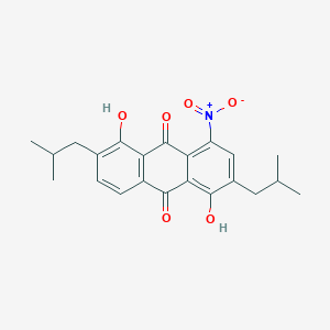 molecular formula C22H23NO6 B13146751 1,5-Dihydroxy-2,6-bis(2-methylpropyl)-4-nitroanthracene-9,10-dione CAS No. 110037-65-5