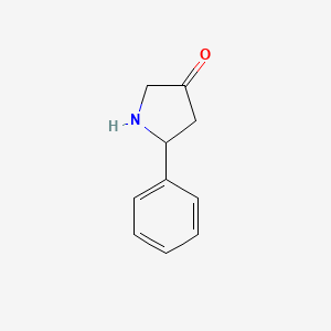 molecular formula C10H11NO B13146772 5-Phenylpyrrolidin-3-one 