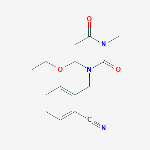 molecular formula C16H17N3O3 B13146797 2-((6-Isopropoxy-3-methyl-2,4-dioxo-3,4-dihydropyrimidin-1(2H)-yl)methyl)benzonitrile CAS No. 1799439-17-0