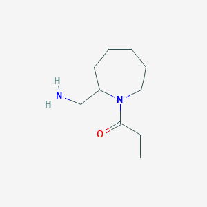 molecular formula C10H20N2O B13146874 1-[2-(Aminomethyl)azepan-1-yl]propan-1-one 