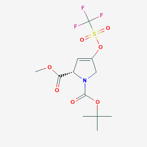 molecular formula C12H16F3NO7S B1314754 (S)-1-叔丁基 2-甲基 4-(((三氟甲基)磺酰基)氧基)-1H-吡咯-1,2(2H,5H)-二羧酸酯 CAS No. 462125-00-4