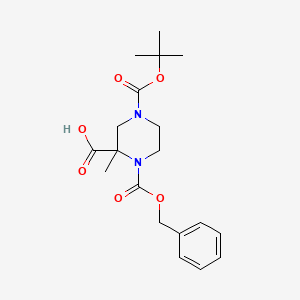 molecular formula C19H26N2O6 B13147711 2-Methyl-4-[(2-methylpropan-2-yl)oxycarbonyl]-1-phenylmethoxycarbonylpiperazine-2-carboxylic acid 