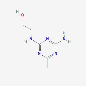 molecular formula C6H11N5O B13147738 2-[(4-Amino-6-methyl-1,3,5-triazin-2-yl)amino]ethan-1-ol CAS No. 106224-39-9