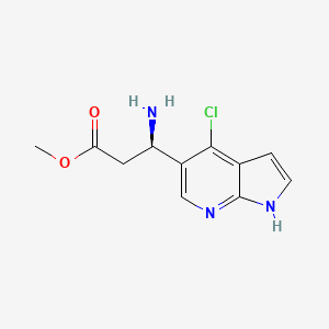 molecular formula C11H12ClN3O2 B13147759 (R)-Methyl3-amino-3-(4-chloro-1H-pyrrolo[2,3-b]pyridin-5-yl)propanoate 