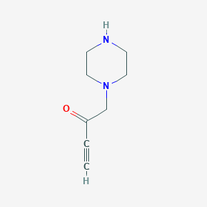 molecular formula C8H12N2O B13147824 1-(Piperazin-1-yl)but-3-yn-2-one 