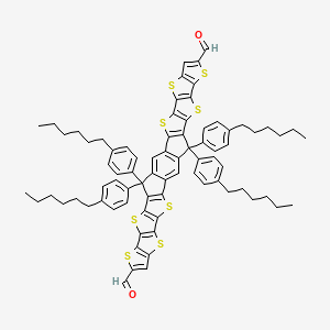 18,18,36,36-Tetrakis(4-hexylphenyl)-5,8,12,15,23,26,30,33-octathiaundecacyclo[19.15.0.03,19.04,17.06,16.07,14.09,13.022,35.024,34.025,32.027,31]hexatriaconta-1(21),2,4(17),6(16),7(14),9(13),10,19,22(35),24(34),25(32),27(31),28-tridecaene-11,29-dicarbaldehyde