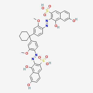 molecular formula C40H36N4O12S2 B13147965 3,3'-(Cyclohexylidenebis((2-methoxy-4,1-phenylene)azo))bis(4,6-dihydroxynaphthalene-2-sulphonic) acid CAS No. 94022-86-3