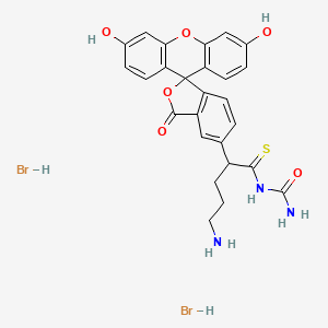 molecular formula C26H25Br2N3O6S B13147970 5-Amino-N-carbamoyl-2-(3',6'-dihydroxy-3-oxo-3H-spiro[isobenzofuran-1,9'-xanthen]-5-yl)pentanethioamidedihydrobromide 