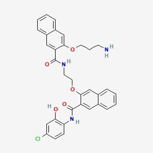 molecular formula C33H30ClN3O5 B13147973 3-(3-aminopropoxy)-N-(2-((3-((4-Chloro-2-hydroxyphenyl)carbamoyl)naphthalen-2-yl)oxy)ethyl)-2-naphthamide 